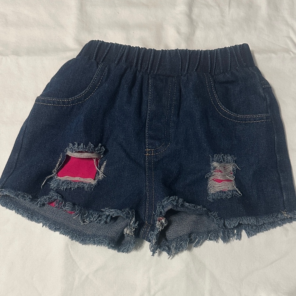 Stylish Kids Denim Shorts with Pink Accents